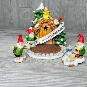 Vintage fitz & Floyd enchanted forest holiday hamlet figurine 3 set’s Christmas